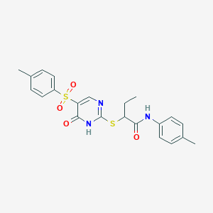 molecular formula C22H23N3O4S2 B2687018 2-((6-oxo-5-tosyl-1,6-dihydropyrimidin-2-yl)thio)-N-(p-tolyl)butanamide CAS No. 904577-63-5