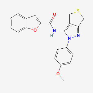 molecular formula C21H17N3O3S B2687041 N-[2-(4-methoxyphenyl)-2H,4H,6H-thieno[3,4-c]pyrazol-3-yl]-1-benzofuran-2-carboxamide CAS No. 893942-07-9