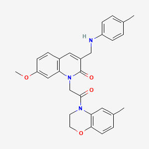 7-methoxy-1-(2-(6-methyl-2H-benzo[b][1,4]oxazin-4(3H)-yl)-2-oxoethyl)-3-((p-tolylamino)methyl)quinolin-2(1H)-one