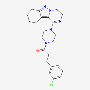 3-(3-Chlorophenyl)-1-(4-(7,8,9,10-tetrahydropyrazino[1,2-b]indazol-1-yl)piperazin-1-yl)propan-1-one