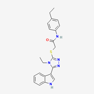 molecular formula C22H23N5OS B2687057 2-((4-ethyl-5-(1H-indol-3-yl)-4H-1,2,4-triazol-3-yl)thio)-N-(4-ethylphenyl)acetamide CAS No. 852143-73-8