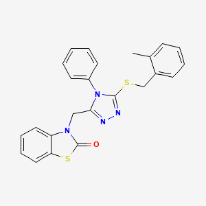 molecular formula C24H20N4OS2 B2687060 3-((5-((2-methylbenzyl)thio)-4-phenyl-4H-1,2,4-triazol-3-yl)methyl)benzo[d]thiazol-2(3H)-one CAS No. 847402-20-4