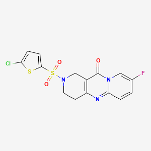 molecular formula C15H11ClFN3O3S2 B2687063 2-((5-chlorothiophen-2-yl)sulfonyl)-8-fluoro-3,4-dihydro-1H-dipyrido[1,2-a:4',3'-d]pyrimidin-11(2H)-one CAS No. 2034275-80-2