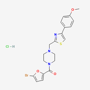 molecular formula C20H21BrClN3O3S B2687068 (5-Bromofuran-2-yl)(4-((4-(4-methoxyphenyl)thiazol-2-yl)methyl)piperazin-1-yl)methanone hydrochloride CAS No. 1327505-45-2
