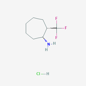 molecular formula C8H15ClF3N B2687072 (1R,2S)-2-(Trifluoromethyl)cycloheptan-1-amine;hydrochloride CAS No. 1909287-25-7