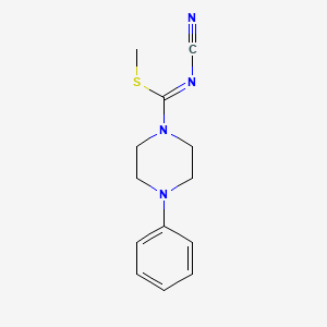 molecular formula C13H16N4S B2687076 methyl N-cyano-4-phenyltetrahydro-1(2H)-pyrazinecarbimidothioate CAS No. 1056157-56-2