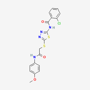 molecular formula C18H15ClN4O3S2 B2687094 2-chloro-N-(5-((2-((4-methoxyphenyl)amino)-2-oxoethyl)thio)-1,3,4-thiadiazol-2-yl)benzamide CAS No. 392293-69-5