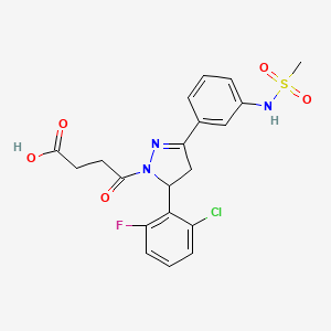 molecular formula C20H19ClFN3O5S B2687095 4-(5-(2-chloro-6-fluorophenyl)-3-(3-(methylsulfonamido)phenyl)-4,5-dihydro-1H-pyrazol-1-yl)-4-oxobutanoic acid CAS No. 863002-03-3