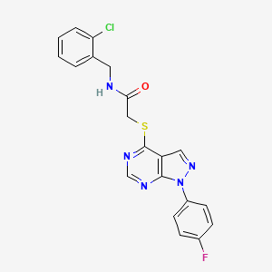 molecular formula C20H15ClFN5OS B2687096 N-(2-chlorobenzyl)-2-((1-(4-fluorophenyl)-1H-pyrazolo[3,4-d]pyrimidin-4-yl)thio)acetamide CAS No. 872860-16-7