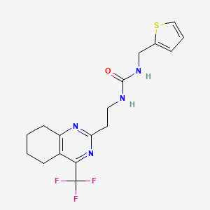 molecular formula C17H19F3N4OS B2687099 1-(Thiophen-2-ylmethyl)-3-(2-(4-(trifluoromethyl)-5,6,7,8-tetrahydroquinazolin-2-yl)ethyl)urea CAS No. 1396867-15-4