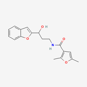molecular formula C18H19NO4 B2687105 N-[3-(1-BENZOFURAN-2-YL)-3-HYDROXYPROPYL]-2,5-DIMETHYLFURAN-3-CARBOXAMIDE CAS No. 1448133-37-6