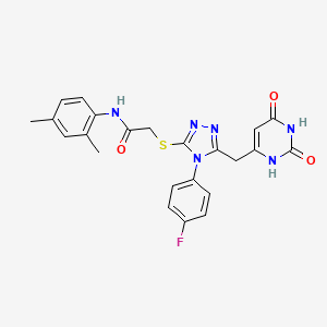 molecular formula C23H21FN6O3S B2687106 N-(2,4-dimethylphenyl)-2-((5-((2,6-dioxo-1,2,3,6-tetrahydropyrimidin-4-yl)methyl)-4-(4-fluorophenyl)-4H-1,2,4-triazol-3-yl)thio)acetamide CAS No. 852154-07-5