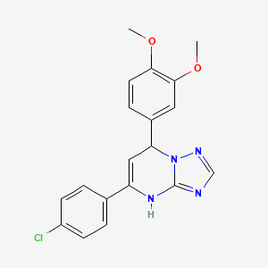 molecular formula C19H17ClN4O2 B2687109 5-(4-Chlorophenyl)-7-(3,4-dimethoxyphenyl)-4,7-dihydro[1,2,4]triazolo[1,5-a]pyrimidine CAS No. 315698-41-0