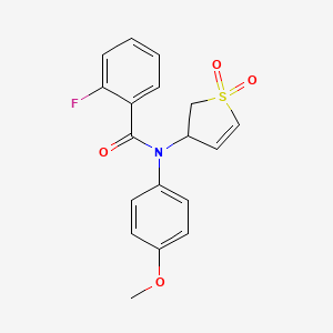 molecular formula C18H16FNO4S B2687111 N-(1,1-DIOXIDO-2,3-DIHYDRO-3-THIOPHENYL)-2-FLUORO-N-(4-METHOXYPHENYL)BENZAMIDE CAS No. 303992-31-6