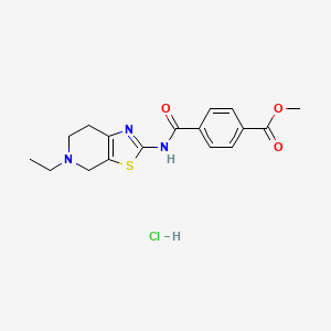 molecular formula C17H20ClN3O3S B2687112 Methyl 4-((5-ethyl-4,5,6,7-tetrahydrothiazolo[5,4-c]pyridin-2-yl)carbamoyl)benzoate hydrochloride CAS No. 1323394-42-8