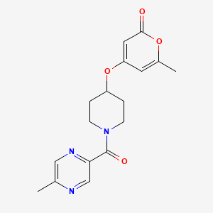 molecular formula C17H19N3O4 B2687113 6-methyl-4-((1-(5-methylpyrazine-2-carbonyl)piperidin-4-yl)oxy)-2H-pyran-2-one CAS No. 1798679-61-4