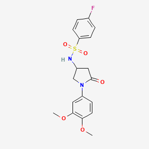 N-(1-(3,4-dimethoxyphenyl)-5-oxopyrrolidin-3-yl)-4-fluorobenzenesulfonamide