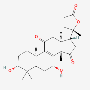 molecular formula C27H38O6 B2687119 (3R,7R,10R,13S,14S,17R)-3,7-Dihydroxy-4,4,10,13,14-pentamethyl-17-[(2S)-2-methyl-5-oxooxolan-2-yl]-2,3,5,6,7,12,16,17-octahydro-1H-cyclopenta[a]phenanthrene-11,15-dione CAS No. 1028449-53-7