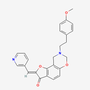 molecular formula C25H22N2O4 B2687133 (Z)-8-(4-methoxyphenethyl)-2-(pyridin-3-ylmethylene)-8,9-dihydro-2H-benzofuro[7,6-e][1,3]oxazin-3(7H)-one CAS No. 951994-29-9