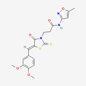 molecular formula C19H19N3O5S2 B2687137 3-[(5Z)-5-[(3,4-dimethoxyphenyl)methylidene]-4-oxo-2-sulfanylidene-1,3-thiazolidin-3-yl]-N-(5-methyl-1,2-oxazol-3-yl)propanamide CAS No. 403829-49-2