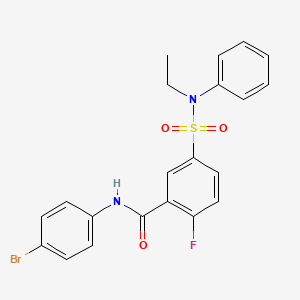molecular formula C21H18BrFN2O3S B2687142 N-(4-bromophenyl)-5-[ethyl(phenyl)sulfamoyl]-2-fluorobenzamide CAS No. 451481-26-8
