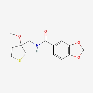 molecular formula C14H17NO4S B2687144 N-[(3-METHOXYTHIOLAN-3-YL)METHYL]-2H-1,3-BENZODIOXOLE-5-CARBOXAMIDE CAS No. 1448129-57-4