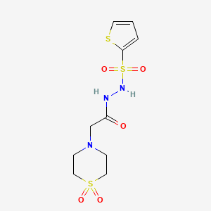 molecular formula C10H15N3O5S3 B2687146 N'-[2-(1,1-dioxo-1lambda~6~,4-thiazinan-4-yl)acetyl]-2-thiophenesulfonohydrazide CAS No. 860610-44-2