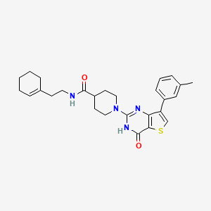 molecular formula C27H32N4O2S B2687158 N-(2-(cyclohex-1-en-1-yl)ethyl)-1-(4-oxo-7-(m-tolyl)-3,4-dihydrothieno[3,2-d]pyrimidin-2-yl)piperidine-4-carboxamide CAS No. 1242899-19-9