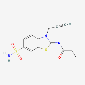 molecular formula C13H13N3O3S2 B2687171 (Z)-N-(3-(丙-2-炔-1-基)-6-磺酰基苯并[d]咪唑-2(3H)-基亚)丙酰胺 CAS No. 865182-41-8