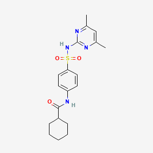 molecular formula C19H24N4O3S B2687176 N-(4-{[(4,6-dimethyl-2-pyrimidinyl)amino]sulfonyl}phenyl)cyclohexanecarboxamide CAS No. 459154-36-0