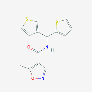 5-methyl-N-(thiophen-2-yl(thiophen-3-yl)methyl)isoxazole-4-carboxamide