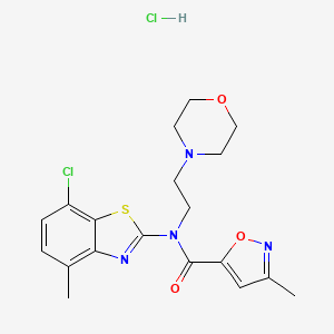 molecular formula C19H22Cl2N4O3S B2687178 N-(7-chloro-4-methylbenzo[d]thiazol-2-yl)-3-methyl-N-(2-morpholinoethyl)isoxazole-5-carboxamide hydrochloride CAS No. 1189665-92-6