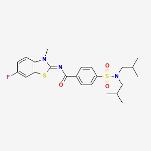 molecular formula C23H28FN3O3S2 B2687179 (E)-4-(N,N-diisobutylsulfamoyl)-N-(6-fluoro-3-methylbenzo[d]thiazol-2(3H)-ylidene)benzamide CAS No. 850910-09-7