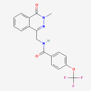 molecular formula C18H14F3N3O3 B2687185 N-((3-methyl-4-oxo-3,4-dihydrophthalazin-1-yl)methyl)-4-(trifluoromethoxy)benzamide CAS No. 1396774-40-5