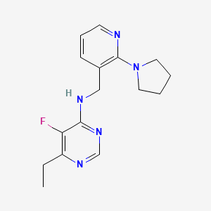 molecular formula C16H20FN5 B2687187 6-ethyl-5-fluoro-N-{[2-(pyrrolidin-1-yl)pyridin-3-yl]methyl}pyrimidin-4-amine CAS No. 2415468-65-2