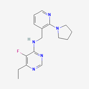 molecular formula C16H20FN5 B2687187 6-Ethyl-5-fluoro-N-[(2-pyrrolidin-1-ylpyridin-3-yl)methyl]pyrimidin-4-amine CAS No. 2415468-65-2