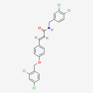 molecular formula C23H17Cl4NO2 B2687201 (E)-N-(3,4-dichlorobenzyl)-3-{4-[(2,4-dichlorobenzyl)oxy]phenyl}-2-propenamide CAS No. 477888-79-2