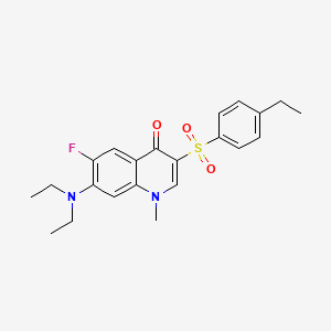 molecular formula C22H25FN2O3S B2687202 7-(diethylamino)-3-((4-ethylphenyl)sulfonyl)-6-fluoro-1-methylquinolin-4(1H)-one CAS No. 892768-78-4