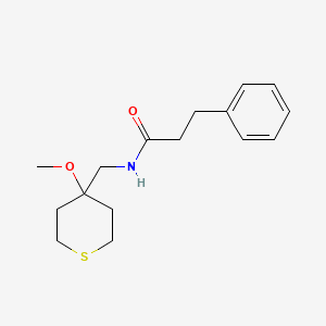 molecular formula C16H23NO2S B2687205 N-[(4-methoxythian-4-yl)methyl]-3-phenylpropanamide CAS No. 2034398-16-6