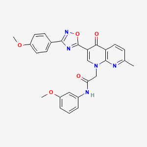 molecular formula C27H23N5O5 B2687243 N-(3-methoxyphenyl)-2-{3-[3-(4-methoxyphenyl)-1,2,4-oxadiazol-5-yl]-7-methyl-4-oxo-1,4-dihydro-1,8-naphthyridin-1-yl}acetamide CAS No. 1113119-57-5