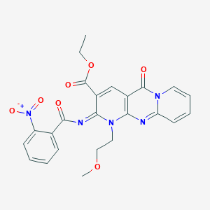 molecular formula C24H21N5O7 B2687245 (Z)-乙酸-1-(2-甲氧基乙基)-2-((2-硝基苯甲酰)亚胺)-5-氧代-2,5-二氢-1H-二嘌呤并[1,2-a:2',3'-d]嘧啶-3-羧酸酯 CAS No. 534577-84-9