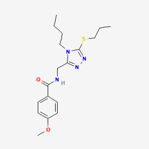 molecular formula C18H26N4O2S B2687248 N-((4-butyl-5-(propylthio)-4H-1,2,4-triazol-3-yl)methyl)-4-methoxybenzamide CAS No. 476449-26-0