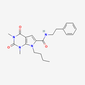 molecular formula C21H26N4O3 B2687250 7-butyl-1,3-dimethyl-2,4-dioxo-N-phenethyl-2,3,4,7-tetrahydro-1H-pyrrolo[2,3-d]pyrimidine-6-carboxamide CAS No. 1021134-03-1