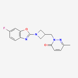 molecular formula C16H15FN4O2 B2687259 2-{[1-(6-Fluoro-1,3-benzoxazol-2-yl)azetidin-3-yl]methyl}-6-methyl-2,3-dihydropyridazin-3-one CAS No. 2199248-46-7