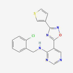 molecular formula C17H12ClN5OS B2687335 N-(2-chlorobenzyl)-5-(3-(thiophen-3-yl)-1,2,4-oxadiazol-5-yl)pyrimidin-4-amine CAS No. 2034244-25-0