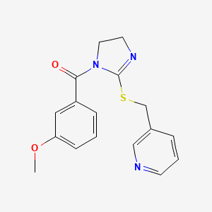 (3-methoxyphenyl)(2-((pyridin-3-ylmethyl)thio)-4,5-dihydro-1H-imidazol-1-yl)methanone
