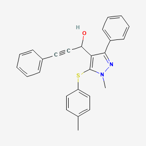 molecular formula C26H22N2OS B2687453 1-{1-methyl-5-[(4-methylphenyl)sulfanyl]-3-phenyl-1H-pyrazol-4-yl}-3-phenylprop-2-yn-1-ol CAS No. 318949-12-1