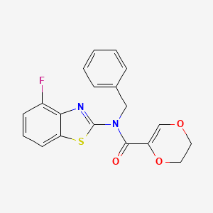 molecular formula C19H15FN2O3S B2687477 N-benzyl-N-(4-fluoro-1,3-benzothiazol-2-yl)-5,6-dihydro-1,4-dioxine-2-carboxamide CAS No. 900004-64-0