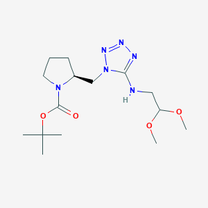 molecular formula C15H28N6O4 B2687495 tert-butyl (2S)-2-({5-[(2,2-dimethoxyethyl)amino]-1H-1,2,3,4-tetrazol-1-yl}methyl)pyrrolidine-1-carboxylate CAS No. 1212094-46-6