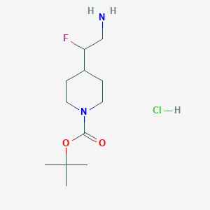 molecular formula C12H24ClFN2O2 B2687498 Tert-butyl4-(2-amino-1-fluoroethyl)piperidine-1-carboxylatehydrochloride CAS No. 2287285-19-0